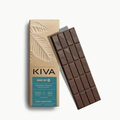 Kiva Midnight Mint Chocolate - Thc:Cbn - 40Mg:100Mg - 20Ct - 5Mg Thc:2Mg Cbn/Ea edible