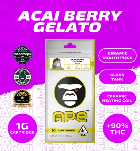 Ape 1G Vape - Acai Berry Gelato (S) vape cartridge