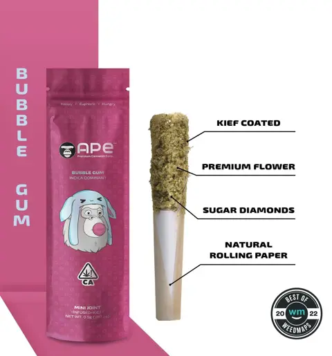 Ape (Bubble Gum) Mini Joint Infused+Kief (0.5G) infused pre-roll