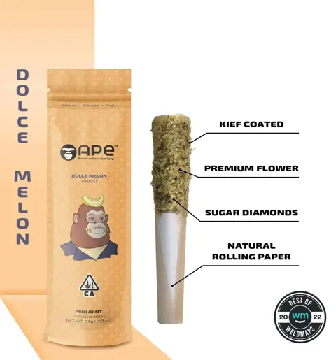 Ape (Dolce Melon) Mini Joint Infused+Kief (0.5G) infused pre-roll