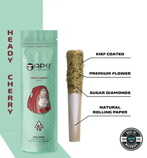 Ape (Heady Cherry) Mini Joint Infused+Kief (0.5G) infused pre-roll